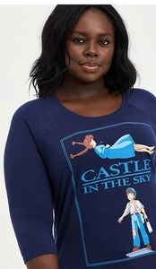 HER UNIVERSE STUDIO GHIBLI RAGLAN TOP - HERITAGE SLUB CASTLE IN THE SKY BLACK